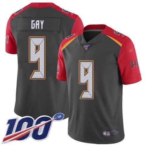 Nike Tampa Bay Buccaneers #9 Matt Gay Gray Stitched NFL Limited Inverted Legend 100th Season Jersey