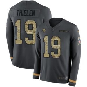 Nike Vikings #19 Adam Thielen Anthracite Salute To Service Stitched NFL Limited Therma Long Sleeve Jersey