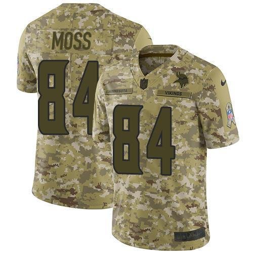 Nike Vikings #84 Randy Moss Camo Stitched NFL Limited 2018 Salute To Service Jersey