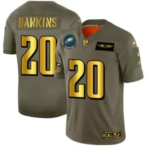 Philadelphia Eagles #20 Brian Dawkins NFL Nike Olive Gold 2019 Salute To Service Limited Jersey