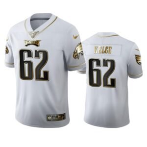 Philadelphia Eagles #62 Jason Kelce Nike White Golden Edition Vapor Limited NFL 100 Jersey