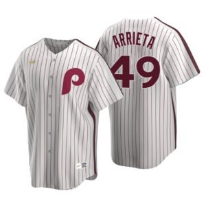 Philadelphia Phillies Jake Arrieta White Cooperstown Collection Home Jersey