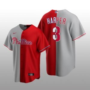 Philadelphia Phillies Split Replica Bryce Harper Gray-Red Jersey