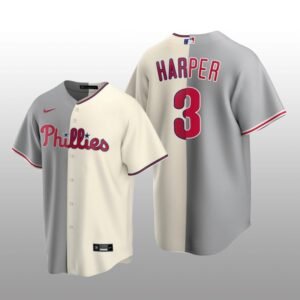 Philadelphia Phillies Split Replica Bryce Harper Gray-White Jersey