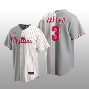 Philadelphia Phillies Split Replica Bryce Harper Gray/White Jersey