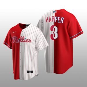 Philadelphia Phillies Split Replica Bryce Harper Red/White Jersey