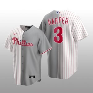 Philadelphia Phillies Split Replica Bryce Harper White/Gray Jersey