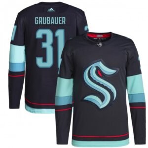 Philipp Grubauer Seattle Kraken adidas Home Authentic Primegreen Player Jersey – Navy
