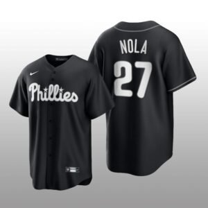 Phillies Aaron Nola All Black Fashion Serise Replica Black White Jersey