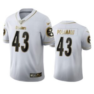 Pittsburgh Steelers #43 Troy Polamalu Nike White Golden Edition Vapor Limited NFL 100 Jersey
