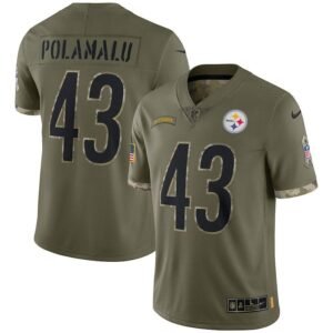 Pittsburgh Steelers #43 Troy Polamalu Nike 2022 Salute To Service Limited Jersey – Olive