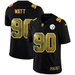 Pittsburgh Steelers #90 T.J. Watt Black Nike Golden Sequin Vapor Limited NFL Jersey
