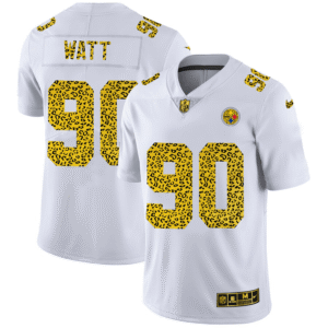 Pittsburgh Steelers #90 T.J. Watt Nike Flocked Leopard Print Vapor Limited NFL Jersey White