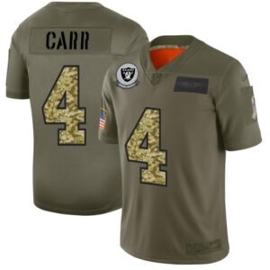 Raiders #4 Derek Carr Nike 2019 Olive Camo Salute To Service Limited NFL Jersey