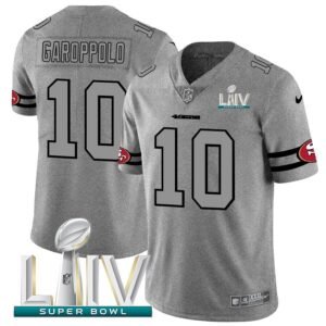 San Francisco 49ers #10 Jimmy Garoppolo Nike Gray Super Bowl LIV 2020 Gridiron II Vapor Untouchable Limited NFL Jersey