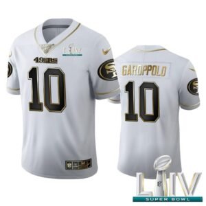 San Francisco 49ers #10 Jimmy Garoppolo Nike White Golden Super Bowl LIV 2020 Edition Vapor Limited NFL 100 Jersey