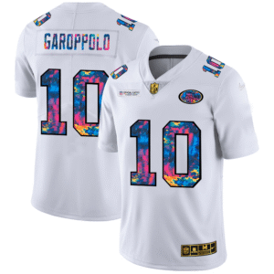 San Francisco 49ers #10 Jimmy Garoppolo White Nike Multi-Color 2020 NFL Crucial Catch Limited NFL Jersey