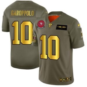 San Francisco 49ers #10 Jimmy Garoppolo NFL Nike Olive Gold 2019 Salute To Service Limited Jersey