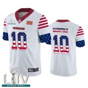 San Francisco 49ers #10 Jimmy Garoppolo White Super Bowl LIV 2020 Nike Team Logo USA Flag Vapor Untouchable Limited NFL Jersey