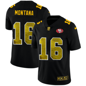 San Francisco 49ers #16 Joe Montana Men’s Black Nike Golden Sequin Vapor Limited NFL Jersey