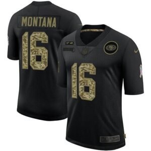 San Francisco 49ers #16 Joe Montana Men’s Nike 2020 Salute To Service Camo Limited NFL Jersey Black