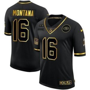 San Francisco 49ers #16 Joe Montana Men’s Nike 2020 Salute To Service Golden Limited NFL Jersey Black
