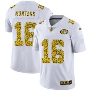 San Francisco 49ers #16 Joe Montana Men’s Nike Flocked Leopard Print Vapor Limited NFL Jersey White
