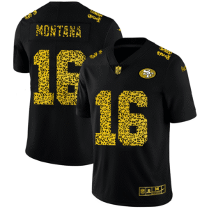 San Francisco 49ers #16 Joe Montana Men’s Nike Leopard Print Fashion Vapor Limited NFL Jersey Black