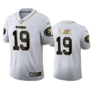 San Francisco 49ers #19 Deebo Samuel Men’s Nike White Golden Edition Vapor Limited NFL 100 Jersey