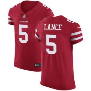 San Francisco 49ers #5 Trey Lance Red Team Color Men’s Stitched NFL Vapor Untouchable Elite Jersey