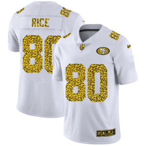 San Francisco 49ers #80 Jerry Rice Men’s Nike Flocked Leopard Print Vapor Limited NFL Jersey White