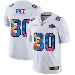 San Francisco 49ers #80 Jerry Rice Men’s White Nike Multi-Color 2020 NFL Crucial Catch Limited NFL Jersey