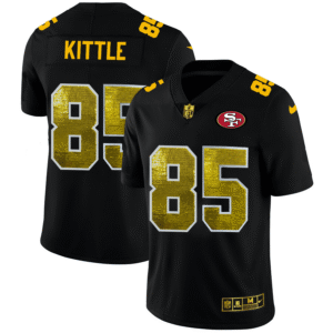 San Francisco 49ers #85 George Kittle Men’s Black Nike Golden Sequin Vapor Limited NFL Jersey