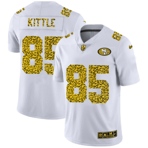 San Francisco 49ers #85 George Kittle Men’s Nike Flocked Leopard Print Vapor Limited NFL Jersey White