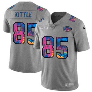 San Francisco 49ers #85 George Kittle Men’s Nike Multi-Color 2020 NFL Crucial Catch NFL Jersey Greyheather