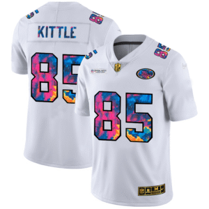 San Francisco 49ers #85 George Kittle Men’s White Nike Multi-Color 2020 NFL Crucial Catch Limited NFL Jersey