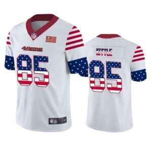 San Francisco 49ers #85 George Kittle White Men’s Nike Team Logo USA Flag Vapor Untouchable Limited NFL Jersey