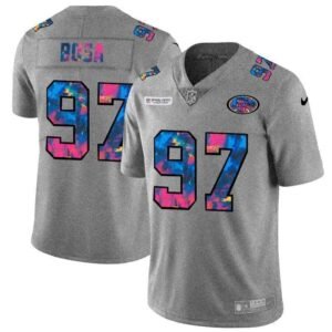 San Francisco 49ers #97 Nick Bosa Men’s Nike Multi-Color 2020 NFL Crucial Catch NFL Jersey Greyheather