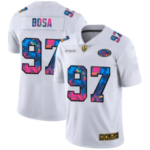 San Francisco 49ers #97 Nick Bosa Men’s White Nike Multi-Color 2020 NFL Crucial Catch Limited NFL Jersey