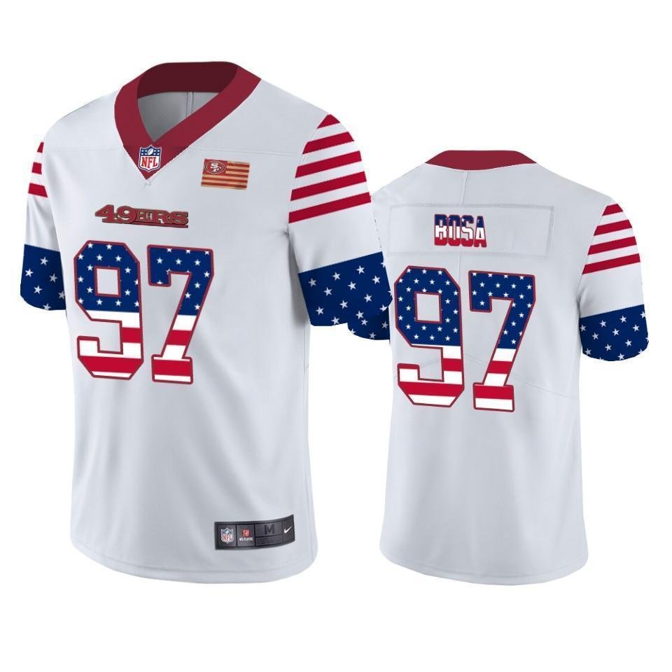 San Francisco 49ers #97 Nick Bosa White Men’s Nike Team Logo USA Flag Vapor Untouchable Limited NFL Jersey