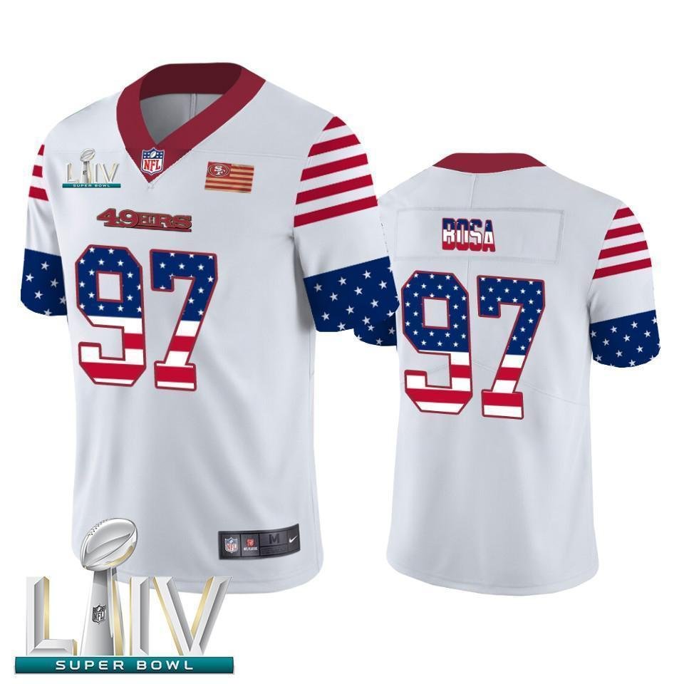 San Francisco 49ers #97 Nick Bosa White Super Bowl LIV 2020 Men’s Nike Team Logo USA Flag Vapor Untouchable Limited NFL Jersey