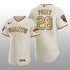 San Francisco Giants Buster Posey World Series Champions 2010 Cream Gold Jersey