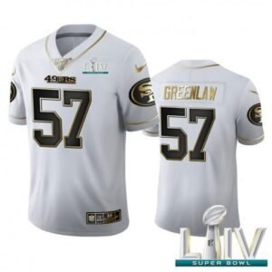 San Francisco San Francisco 49ers #57 Dre Greenlaw Men’s Nike White Golden Super Bowl LIV 2020 Edition Vapor Limited NFL 100 Jersey Men’s