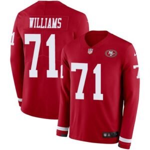 San Francisco San Francisco 49ers #71 Trent Williams Red Team Color Men’s Stitched NFL Limited Therma Long Sleeve Jersey Men’s