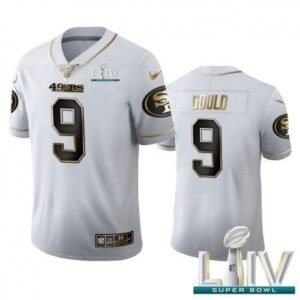 San Francisco San Francisco 49ers #9 Robbie Gould Men’s Nike White Golden Super Bowl LIV 2020 Edition Vapor Limited NFL 100 Jersey Men’s