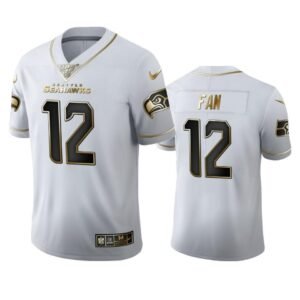 Seattle Seahawks #12 Fan Nike White Golden Edition Vapor Limited NFL 100 Jersey