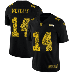 Seattle Seahawks #14 DK Metcalf Nike Leopard Print Fashion Vapor Limited NFL Jersey Black