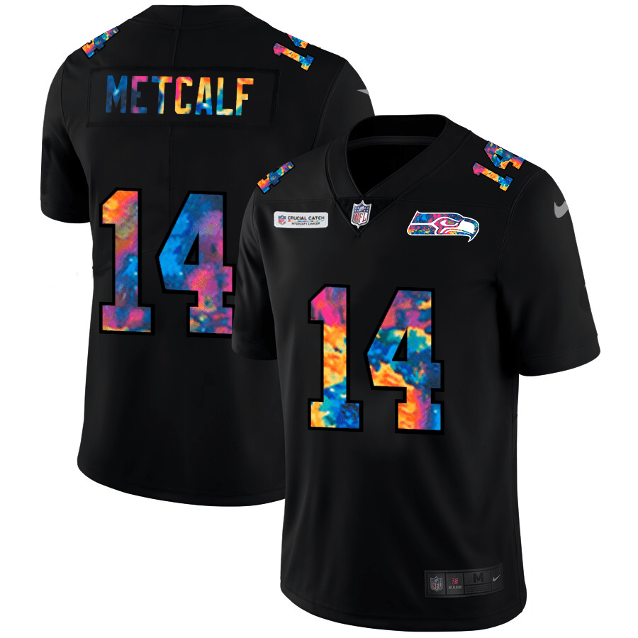 Seattle Seahawks #14 DK Metcalf Nike Multi-Color Black 2020 NFL Crucial Catch Vapor Untouchable Limited Jersey