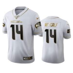 Seattle Seahawks #14 DK Metcalf Nike White Golden Edition Vapor Limited NFL 100 Jersey