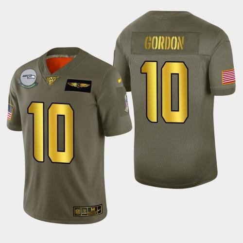 Seattle Seattle Seahawks #10 Josh Gordon Nike Olive Gold 2019 Salute to Service Limited NFL 100 Jersey